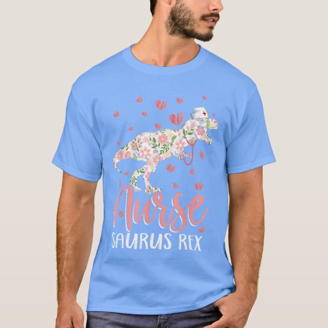 Funny Dinosaur Scrub Nurse Life RN Nursing LPN Flo T-Shirt (Front)