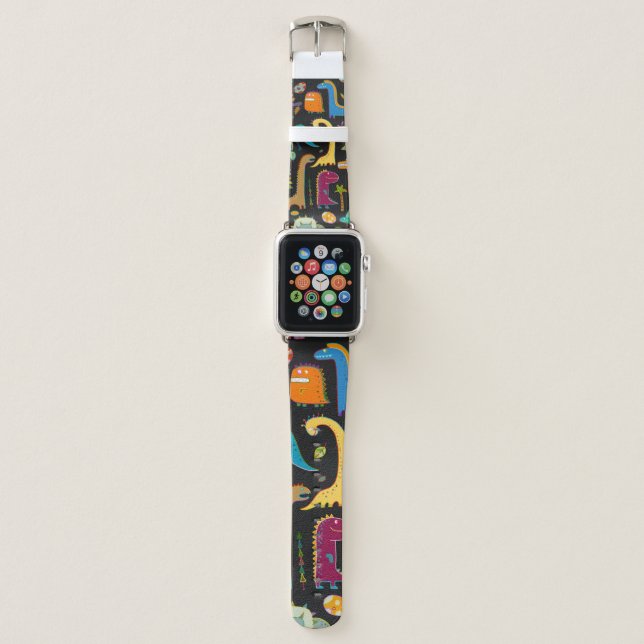 Funny dinosaur seamless pattern apple watch band (Front)