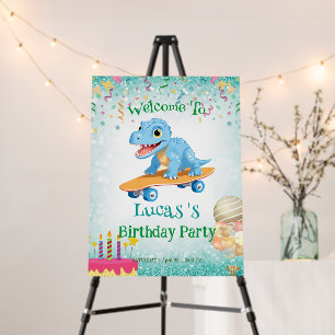 Funny dinosaur Skateboard Birthday party boys Foam Board