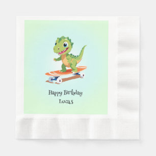 Funny dinosaur Skateboard Birthday party boys Napkins
