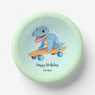 Funny dinosaur Skateboard Birthday party boys Paper Bowls