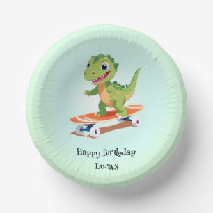 Funny dinosaur Skateboard Birthday party boys Paper Bowls