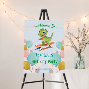 Funny dinosaur Skateboard Birthday party DIY Name Foam Board