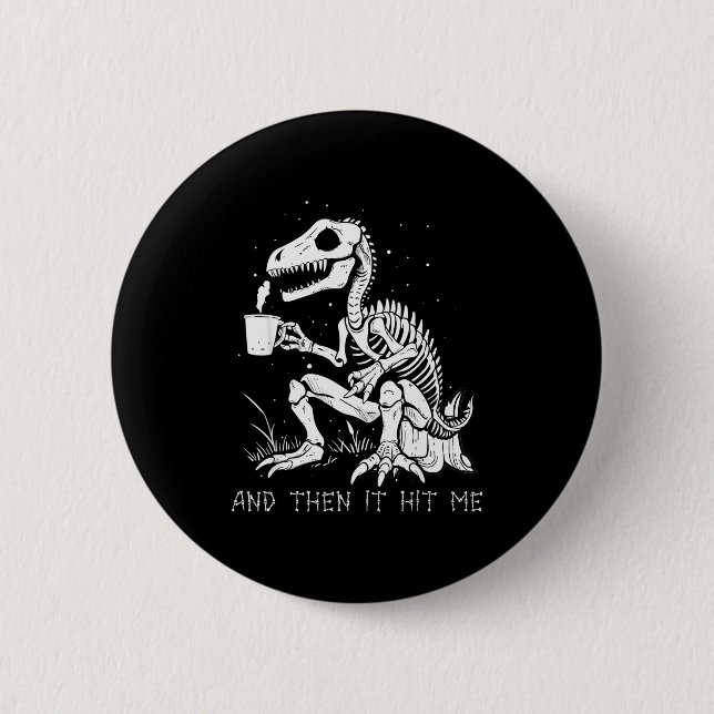 Funny Dinosaur Skeleton Costume Goth Men Women Hal Button (Front)