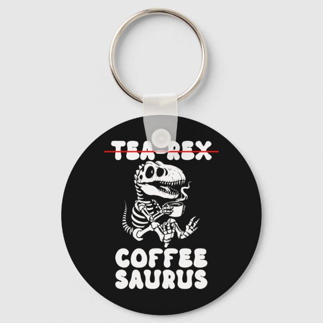 Funny Dinosaur Skeleton Costume Goth Tea-Rex Keychain (Front)