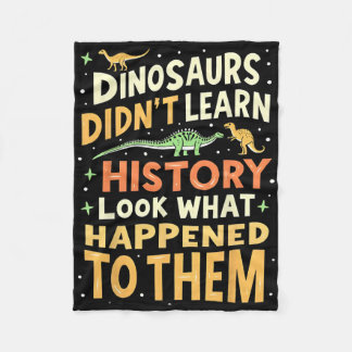 Funny Dinosaur Social Studies Teacher Student Kids Fleece Blanket