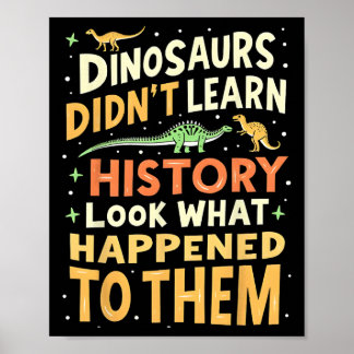 Funny Dinosaur Social Studies Teacher Student Kids Poster