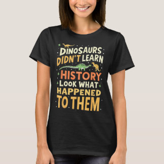 Funny Dinosaur Social Studies Teacher Student Kids T-Shirt