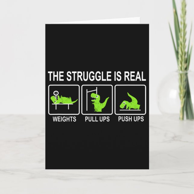 Funny Dinosaur Sports Gym Bench Press Pull-ups Pus Card (Front)