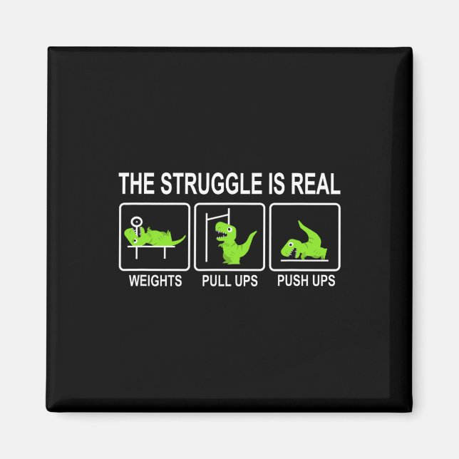Funny Dinosaur Sports Gym Bench Press Pull-ups Pus Magnet (Front)