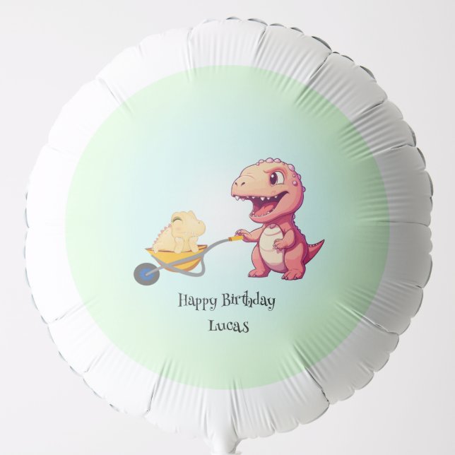 Funny dinosaur straw cart Birthday boys party  Balloon (Front)