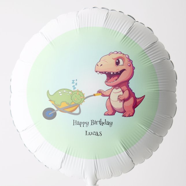 Funny dinosaur straw cart Birthday party DIY Name Balloon (Front)