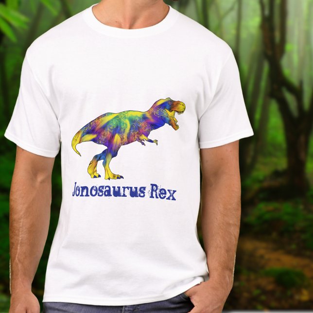 Funny Dinosaur T-Rex Custom Name T-Shirt (Funny dinosaur custom name t-shirt colorful psychedelic T-Rex )