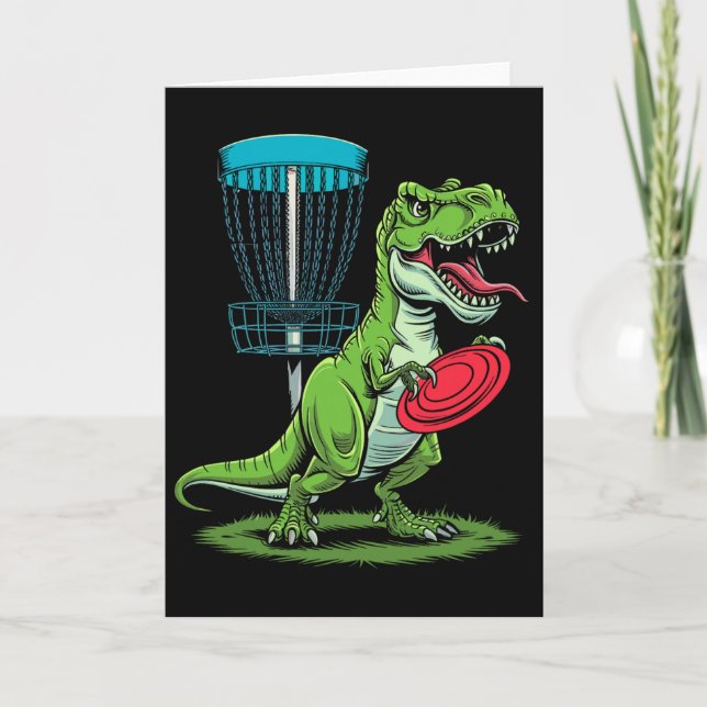 Funny Dinosaur T-rex Disc Golf Player Sket Golfer  Card (Front)