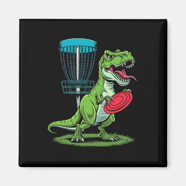 Funny Dinosaur T-rex Disc Golf Player Sket Golfer  Magnet (Front)