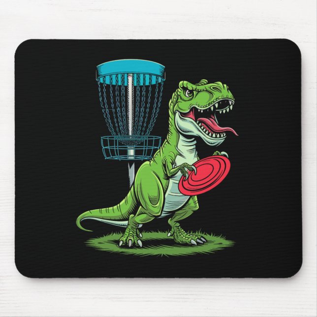 Funny Dinosaur T-rex Disc Golf Player Sket Golfer  Mouse Pad (Front)