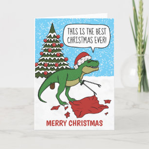 Funny Dinosaur T-Rex Merry Christmas  Holiday Card