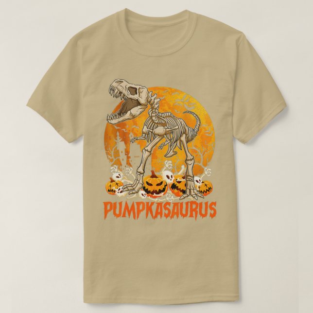 Funny Dinosaur T rex Mummy Pumpkin Halloween for K T-Shirt (Design Front)