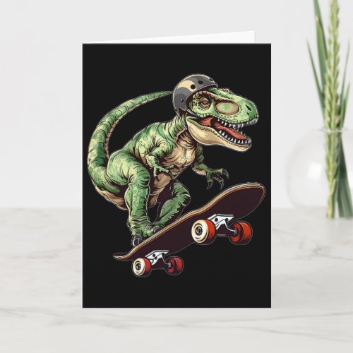 Funny Dinosaur T Rex On Skateboard Skateboarding K Card