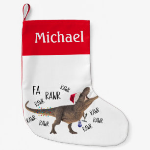 Funny Dinosaur T-Rex Tyrannosaurus  Personalized Small Christmas Stocking