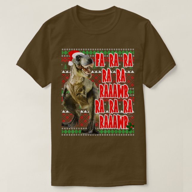 Funny Dinosaur T-rex Ugly Christmas Sweaters  (Design Front)