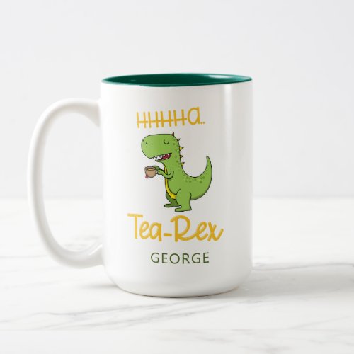 Funny Dinosaur Tea Rex Tyrannosaurus Birthday Gag Two_Tone Coffee Mug