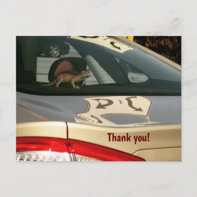 Funny Dinosaur Thank You Postcard (Front)