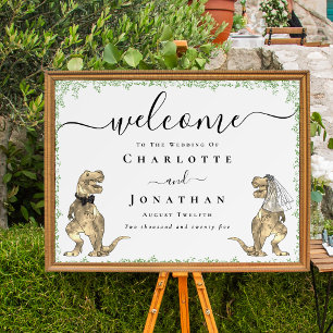 Funny Dinosaur Theme Wedding Welcome Poster