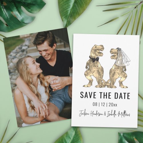 Funny Dinosaur Themed Wedding Photo Save The Date