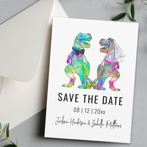 Funny Dinosaur Themed Wedding Save The Date