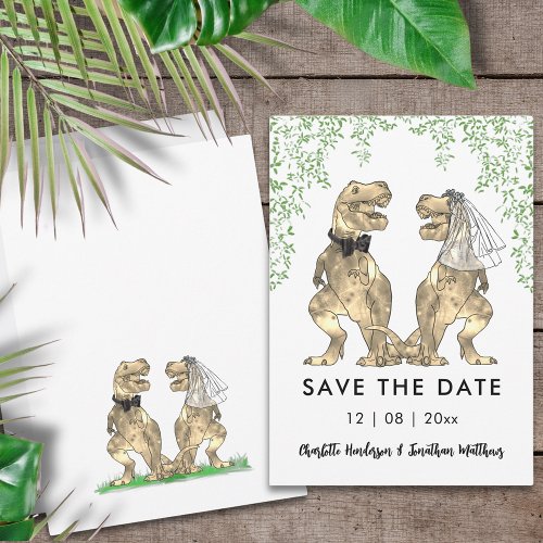 Funny Dinosaur Themed Wedding Save The Date