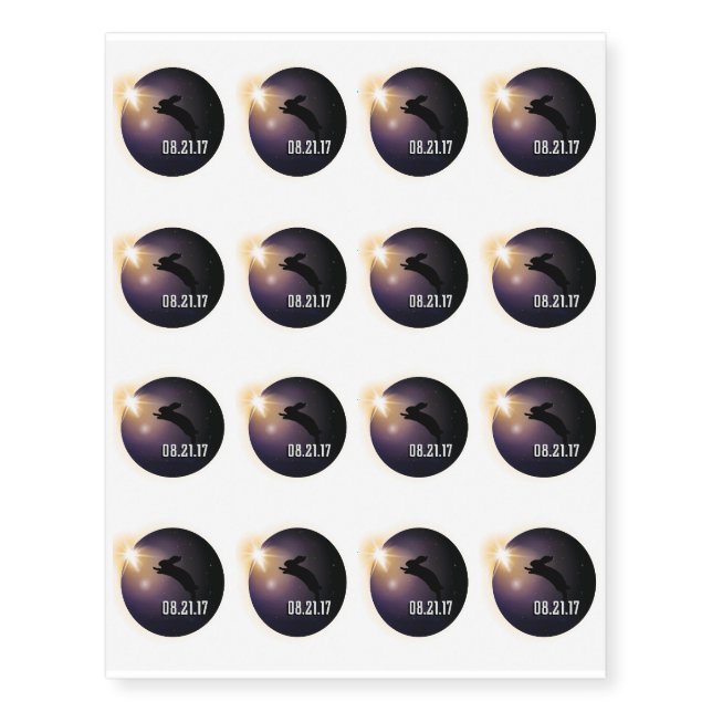 Funny Dinosaur total solar eclipse 2017 Temporary Tattoos (Front)