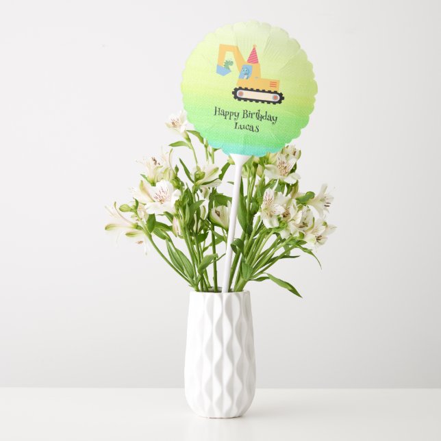 Funny dinosaur tractor Birthday party DIY Name Balloon (Vase)
