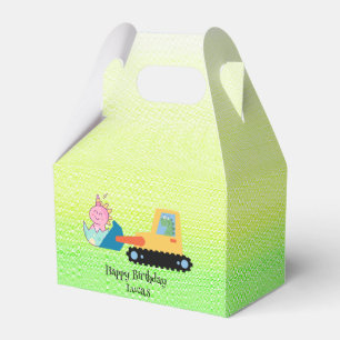 Funny dinosaur tractor Birthday party DIY Name Favor Boxes