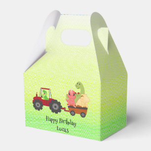 Funny dinosaur tractor Birthday party DIY Name Favor Boxes