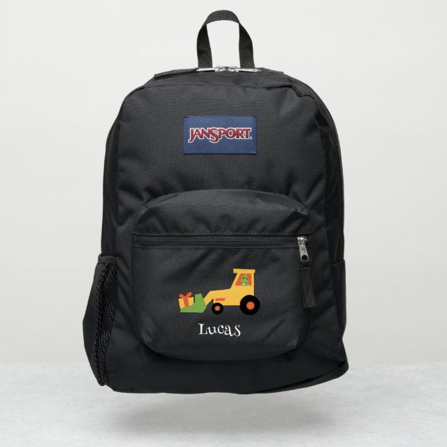 Funny dinosaur tractor Birthday party DIY Name JanSport Backpack (Front)