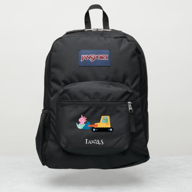 Funny dinosaur tractor Birthday party DIY Name JanSport Backpack (Front)