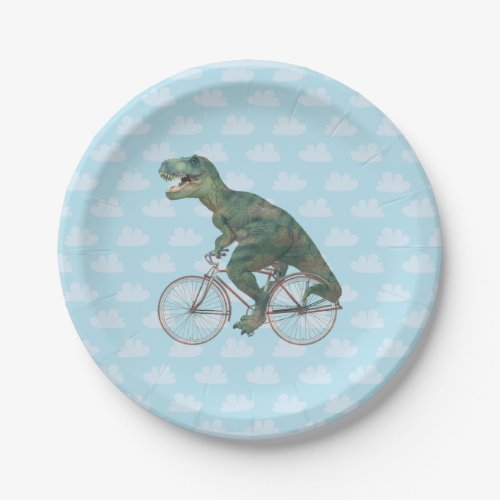 Funny Dinosaur TRex Bicycle Cycling  Paper Plates