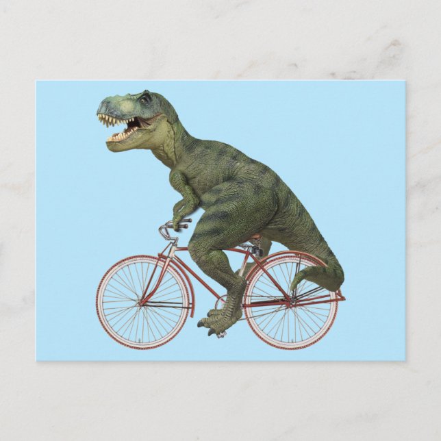 Funny Dinosaur TRex Bicycle Cycling Postcard (Front)