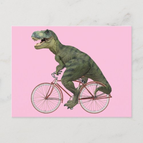 Funny Dinosaur TRex Bicycle Cycling Postcard