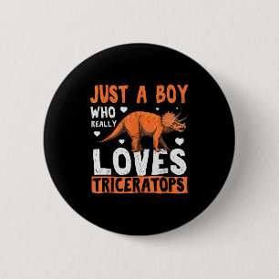 Funny Dinosaur Triceratops Apparel For Boys Button