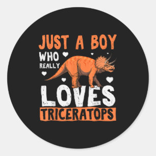 Funny Dinosaur Triceratops Apparel For Boys Classic Round Sticker
