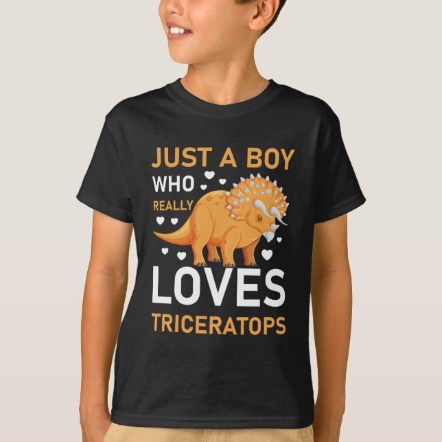 Funny Dinosaur Triceratops apparel for boys T-Shirt (Front)