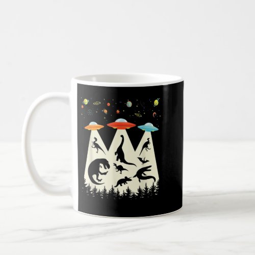 Funny Dinosaur UFO Lover Retro Vintage Alien Abduc Coffee Mug