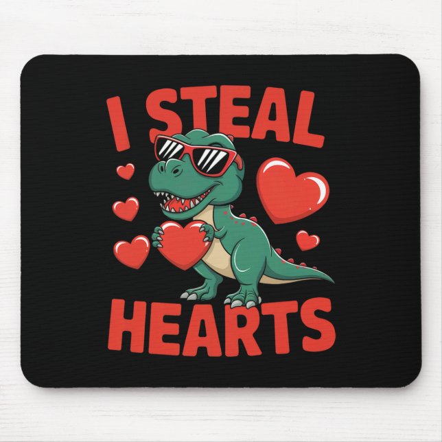 Funny Dinosaur Valentine Design With Hearts  Mouse Pad (Front)