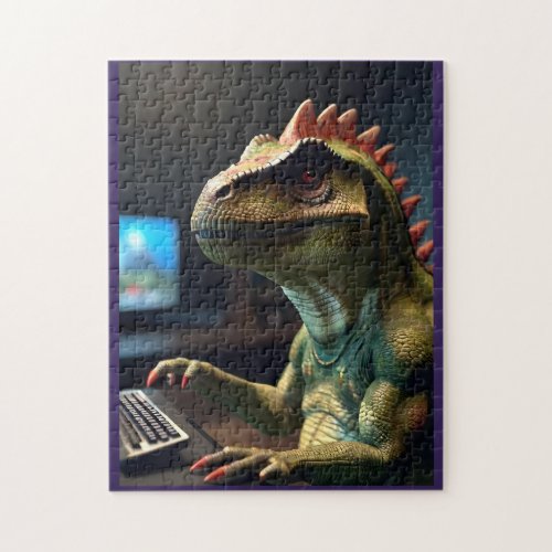 Funny Dinosaur Video Gamer  Jigsaw Puzzle