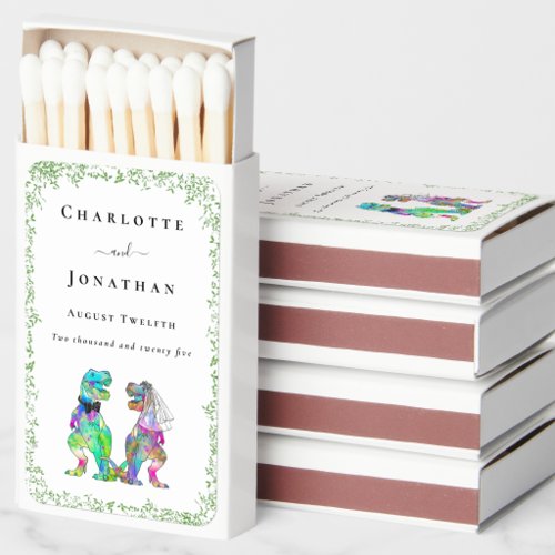 Funny Dinosaur Wedding Bride & Groom Custom Matchboxes