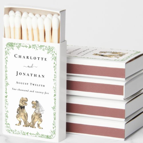 Funny Dinosaur Wedding Bride & Groom Custom Matchboxes