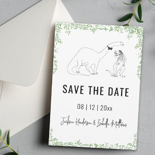 Funny Dinosaur Wedding Green Save The Date