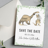 Funny Dinosaur Wedding Green Save The Date